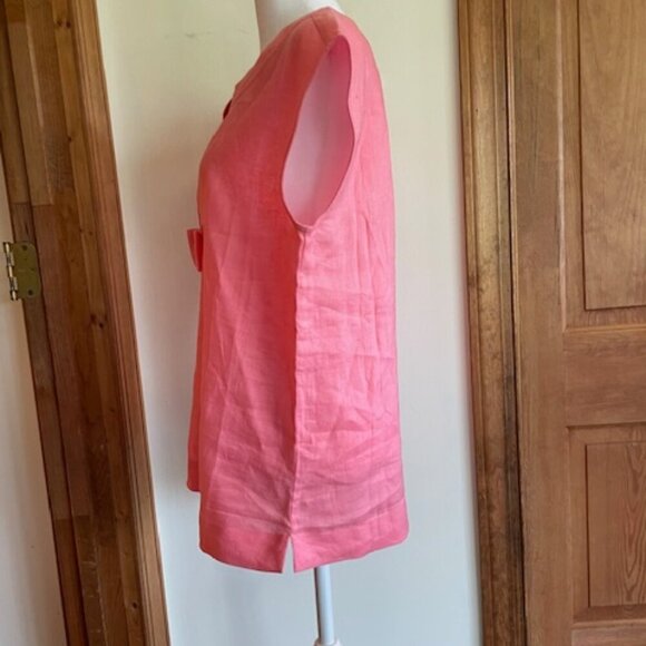 TALBOTS Linen Bow Accent Sleeveless Salmon Pink Top 8 - Picture 11 of 15